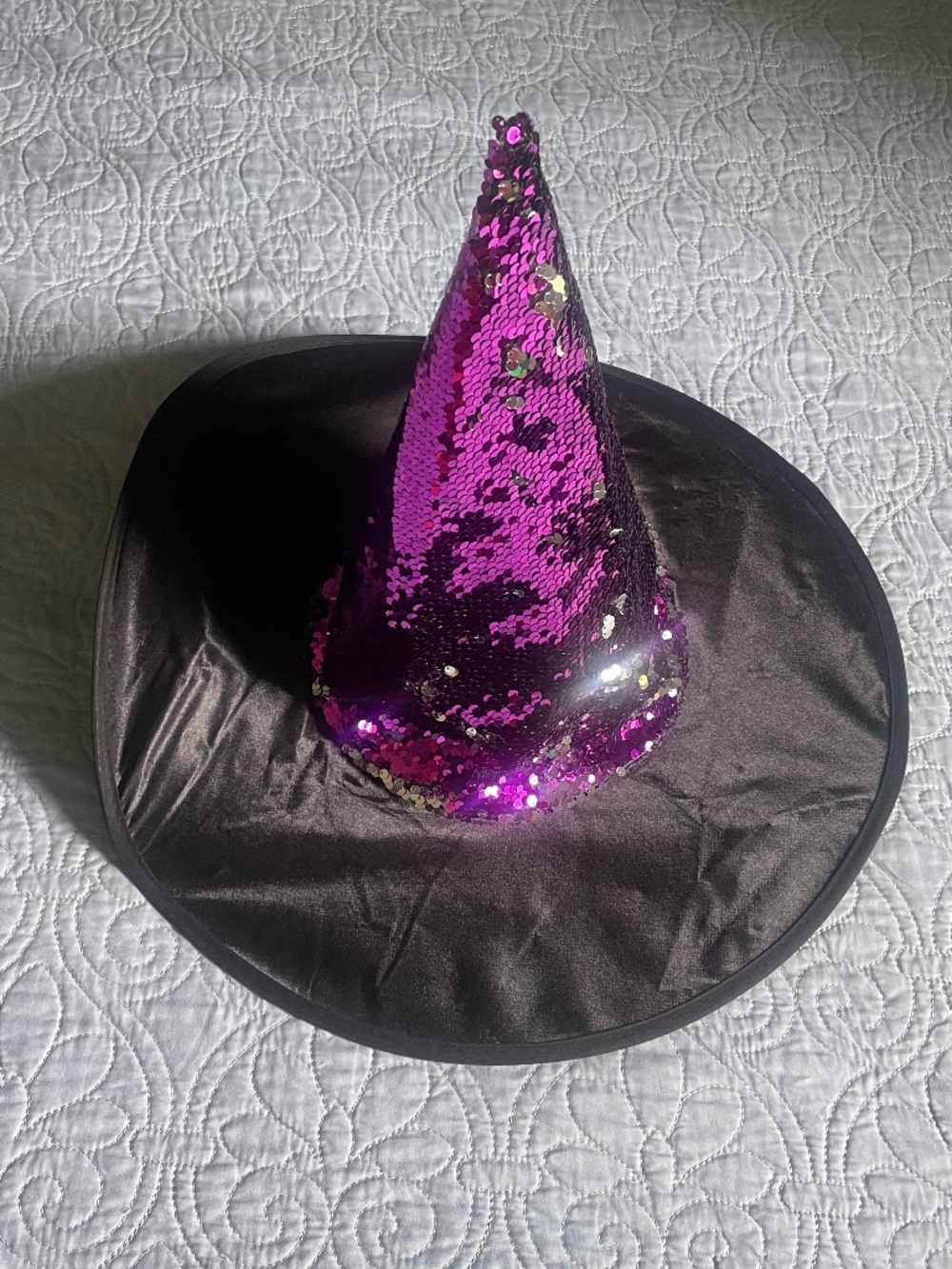 Purple/silver sequin witches hat